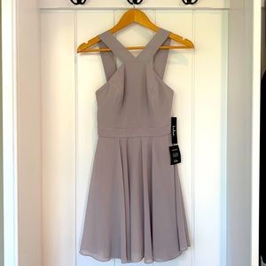 NWT Lulus Forevermore Gray/Taupe Skater Mini Dress Size XS